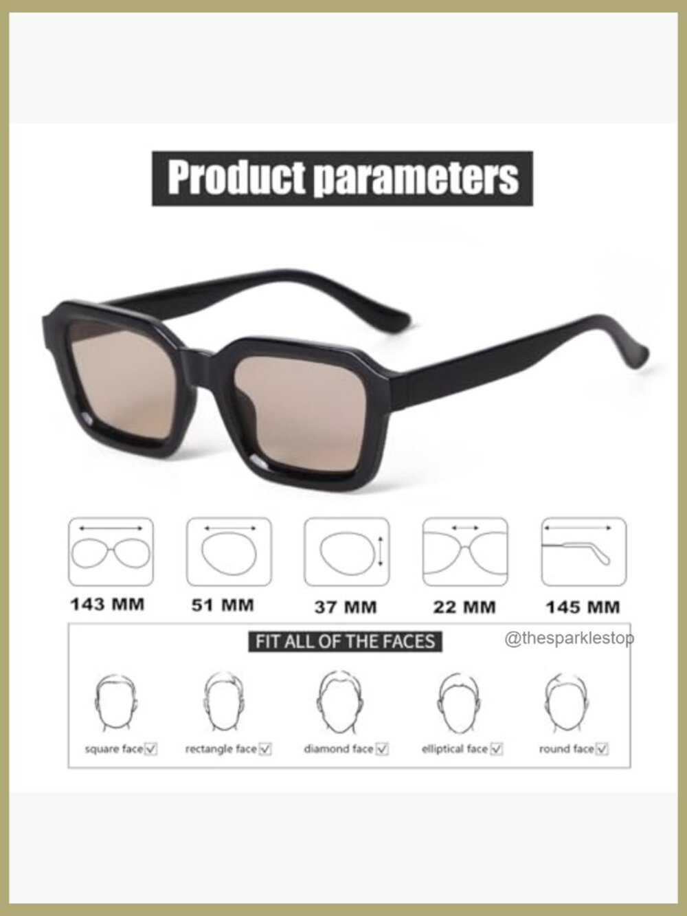 Unisex Designer Inspired Square Sunglasses UV400 Protection - Picture 5 of 5